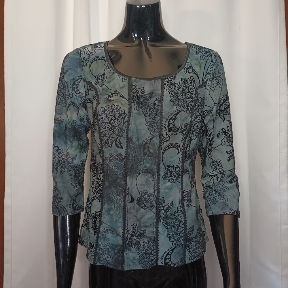 Sami & Jo Womens Fairy Grunge Velvet Burnout Top Small Petite Whimsigoth Stretch